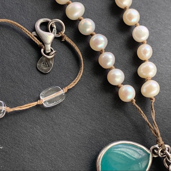 Retired SILPADA Quartz Pearl blue jade Sterling ne… - Picture 3 of 7